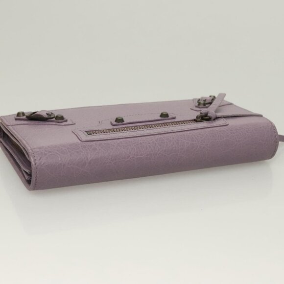 BALENCIAGA Classic Continental Zip Wallet Leather Purple - Picture 10 of 15